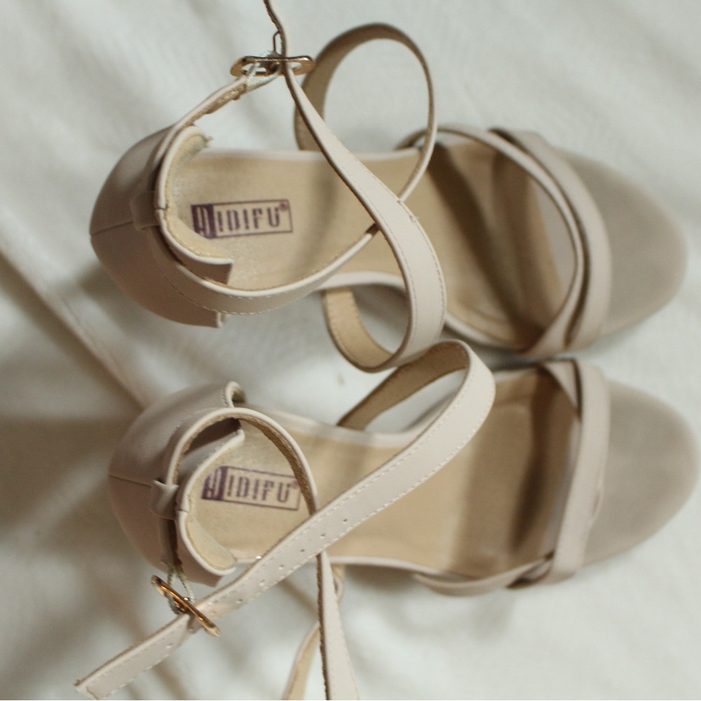 Women's Beige Strappy Heels